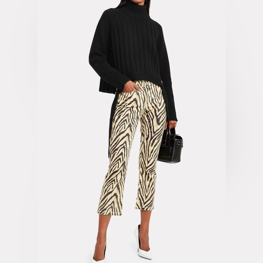 Current/Elliott Zebra Print Cropped Jeans Sz 30 Animal Print Straight leg Denim
